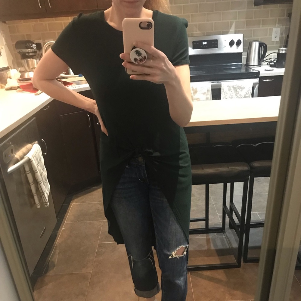 Green front tie t-shirt with long back